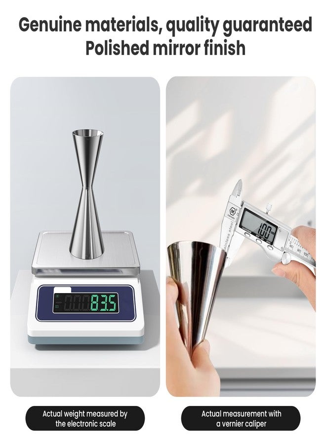 Sinotekk Professional Bartender Jigger, Thickened 18/8 Stainless Steel Japanese Style Double Jigger with Laser Etched Measurements, No Curled Lip Design,for Home & Bar Use (1oz/2oz, 10ml/20ml/30ml/45ml) - Image 5
